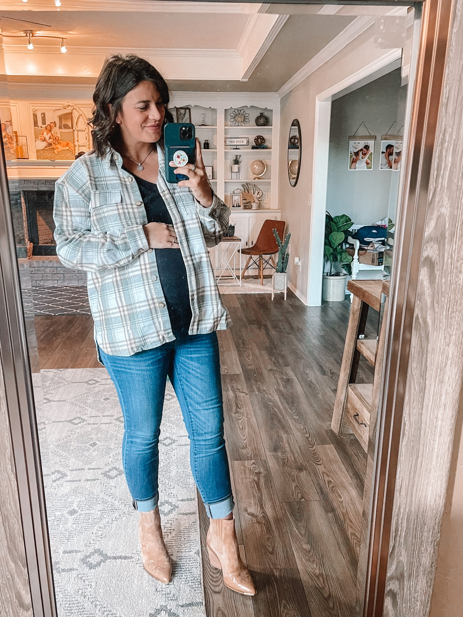 Obsessed with this under $60 shacket. So cute and soft but less boxy than most! Cute with jeans and booties  

#LTKbump #LTKunder100 #LTKSeasonal