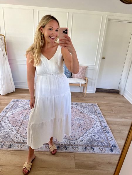 Tiered white dress! Perfect for a Bachelorette party, bridal shower or engagement party. I’m wearing a med  

#LTKstyletip #LTKfindsunder50 #LTKmidsize