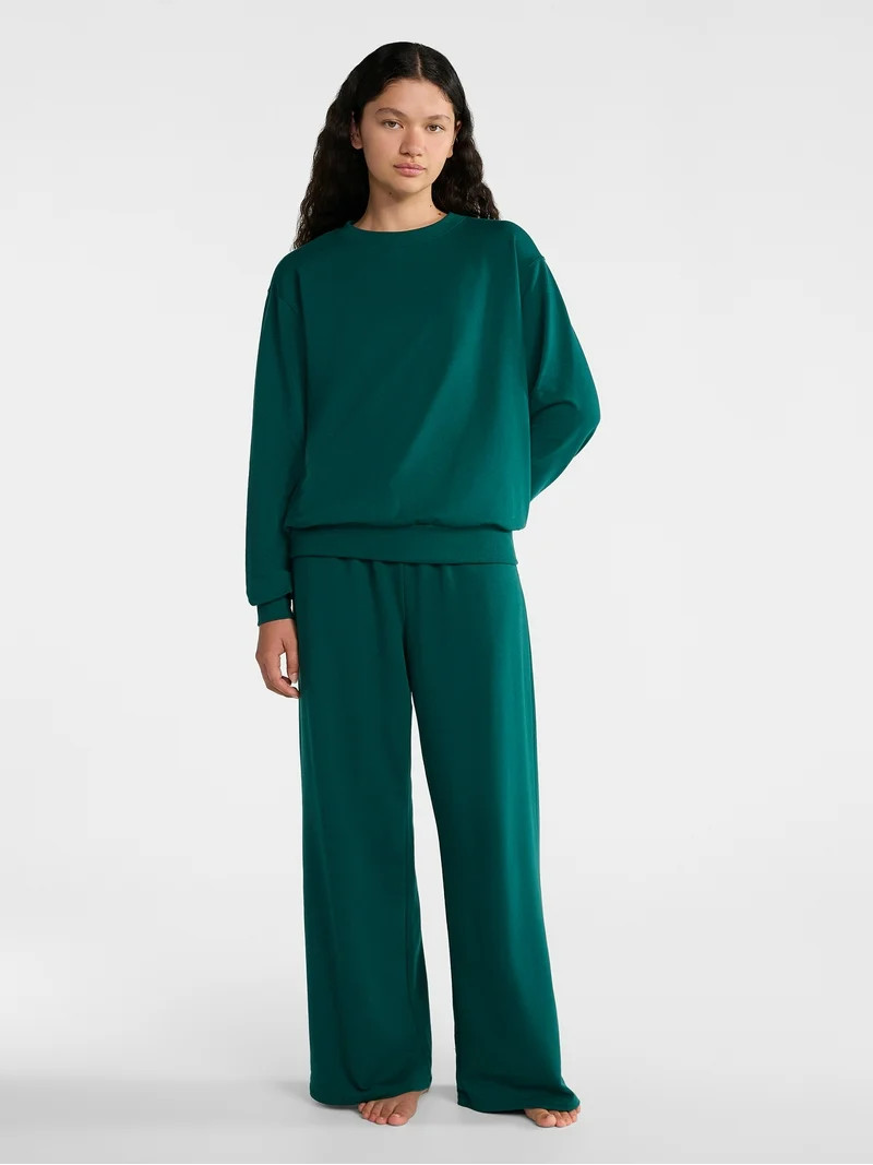 No Boundaries Sleepwear Long Sleeve Top and Pants Set, 2-Piece, Women’s | Walmart (US)
