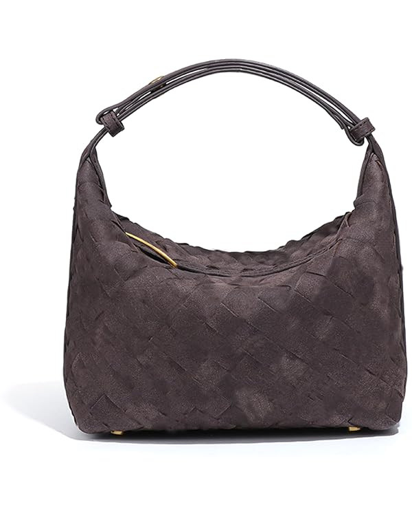 Luxurious Suede Hobo Bag - Women's Woven Leather Shoulder Bag with Spacious Interior | Amazon (US)