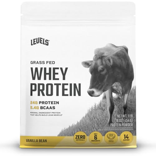 Levels Grass Fed Whey Protein Powder, No Artificials, 24G of Protein, Vanilla Bean, 1LB | Amazon (US)