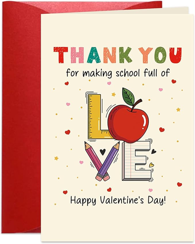 Teacher Valentine’s Day Cards with Envelope - Happy Valentines Day Cards for Teacher from Stude... | Amazon (US)