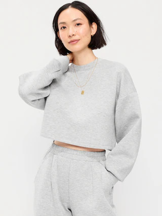 Bounce Fleece Crew-Neck Cropped Top | Old Navy (US)
