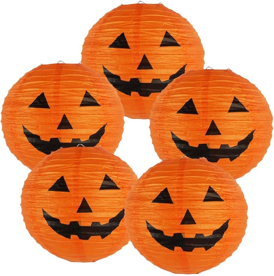 Just Artifacts 12-Inch Halloween Pumpkin Paper Jack O' Lantern (5pcs, Orange) | Amazon (US)