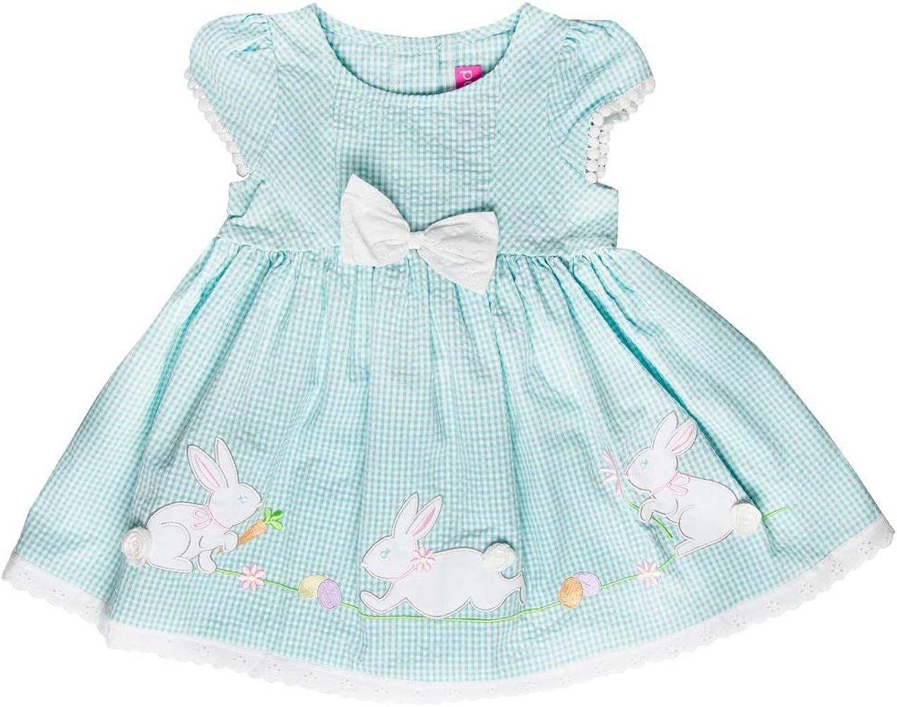 Good Lad Toddler Thru 4/6X Girls Turquoise Seersucker Dress with Bunny Appliques | Amazon (US)