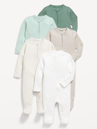 2-Way-Zip Sleep & Play Footed One-Piece 5-Pack for Baby | Old Navy (US)
