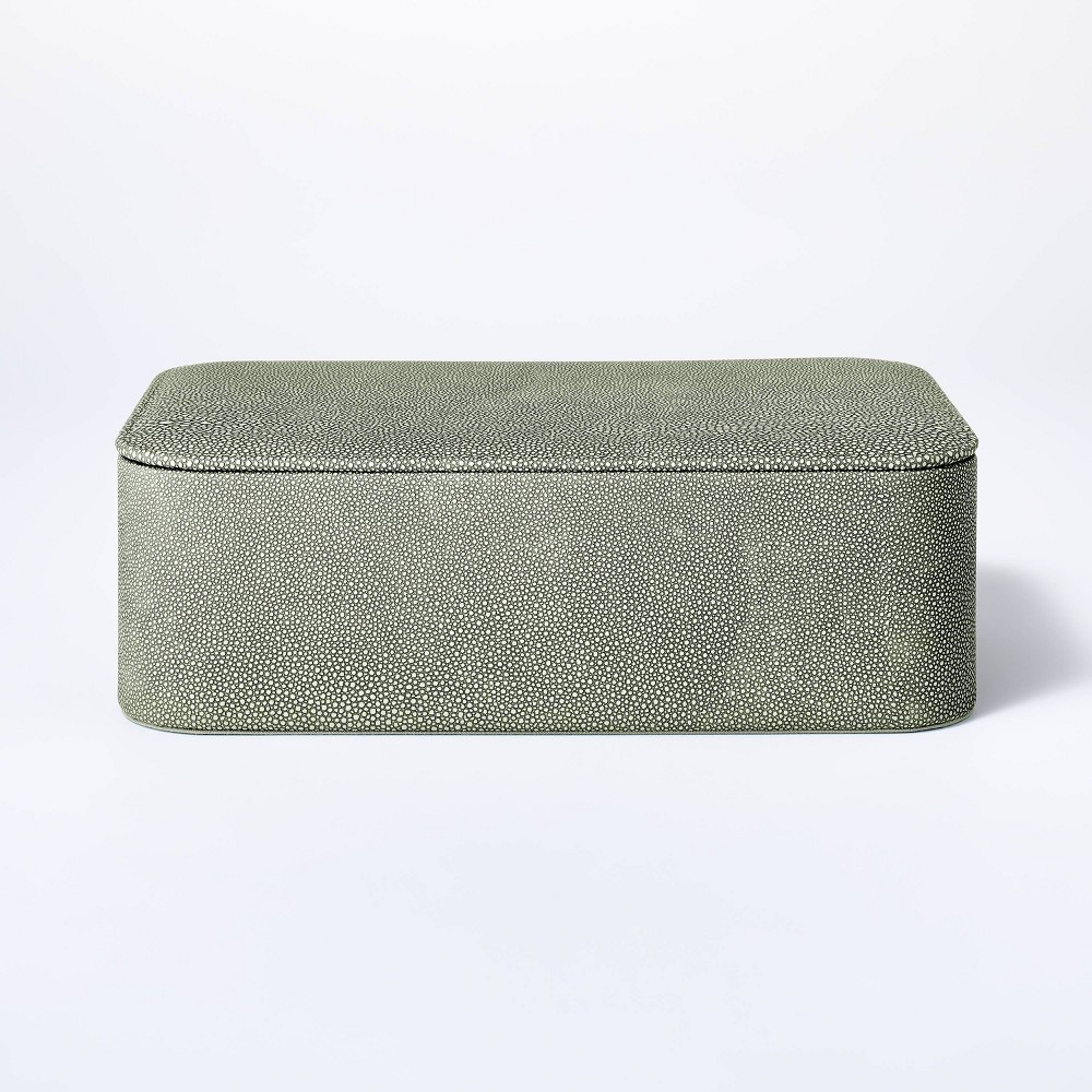 Large Rounded Leather Faux Shagreen Box with Removable Lid Green - Threshold™ designed with Studio M | Target