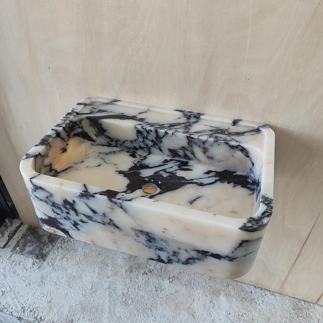 Viola Marble Sink, Wall Mount Sink Bathroom, Floating Vanity, Marble Farmhouse Sink, Marble Bathr... | Etsy (US)