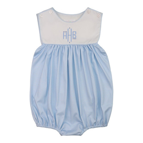 Blue Gingham Knit Button Bubble - Shipping Early May | Cecil and Lou