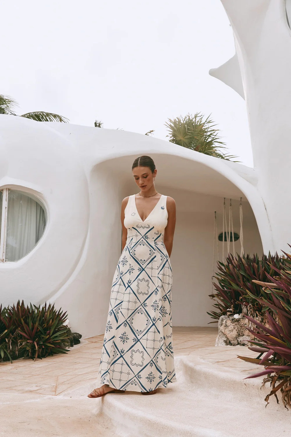 Charley Bias Cut Midi Dress Natural | VRG Grl