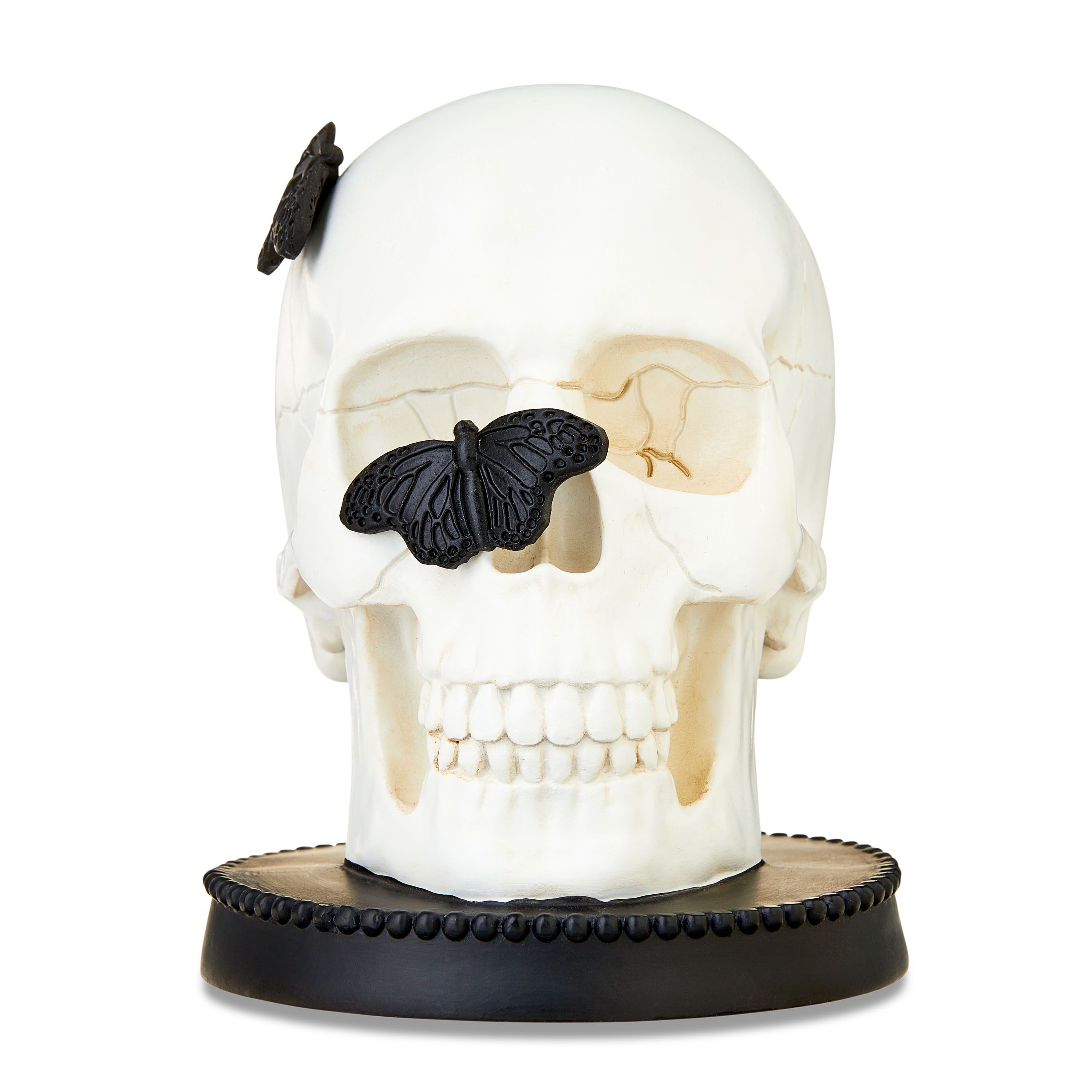 Halloween White Skull with Butterflies Tabletop Decor, 6 in, by Way To Celebrate | Walmart (US)