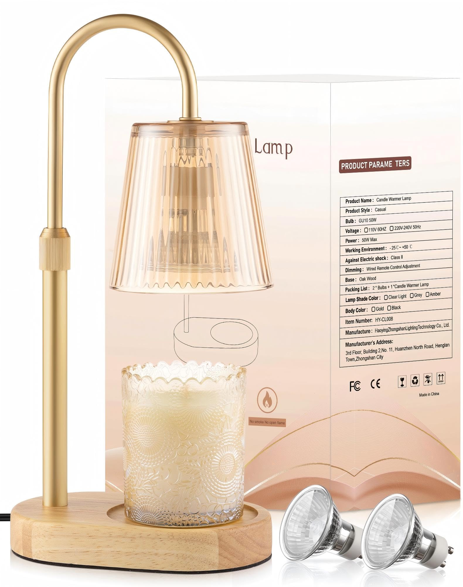 Adjustable Candle Warmer Lamp with Timer - Electric Light Wax Warming Dimmable Flameless Top Melt... | Amazon (US)