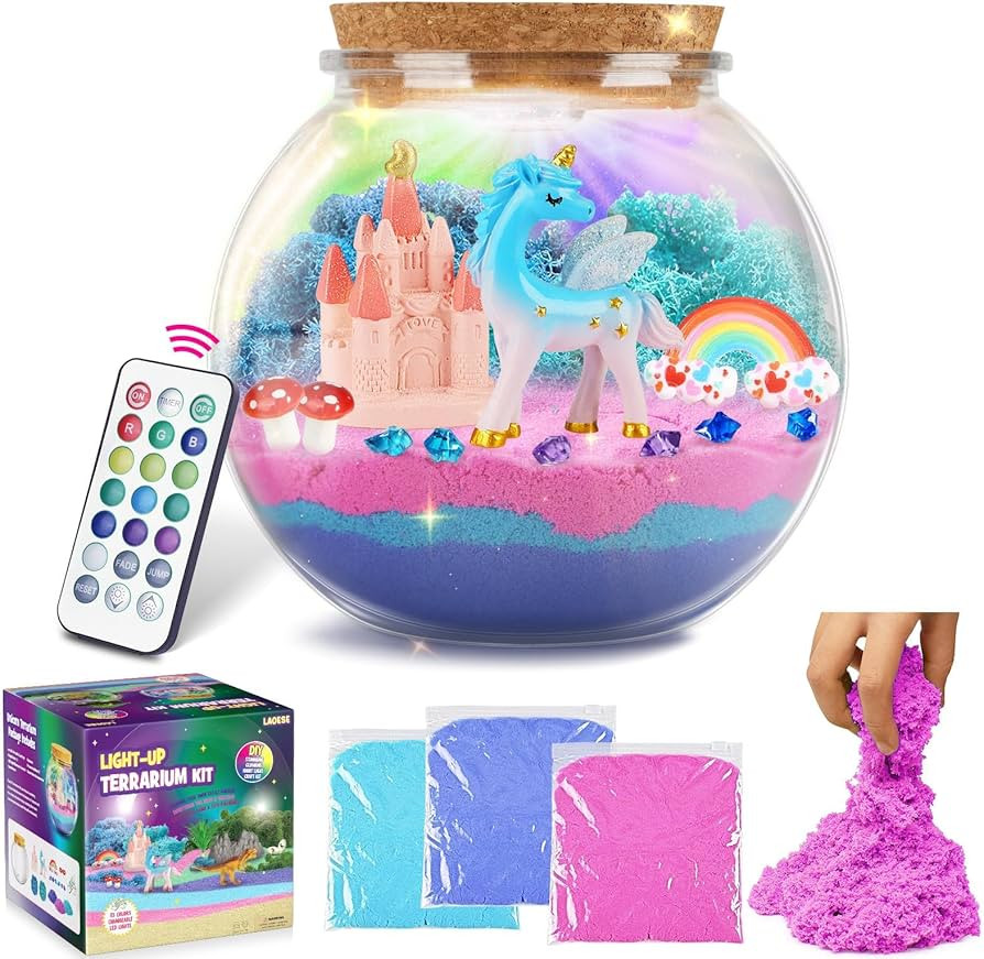 Unicorn Terrarium Gifts for Kids - Light Up Terrarium Crafts Kit with DIY Moon Lamp - Unicorn Toy... | Amazon (US)