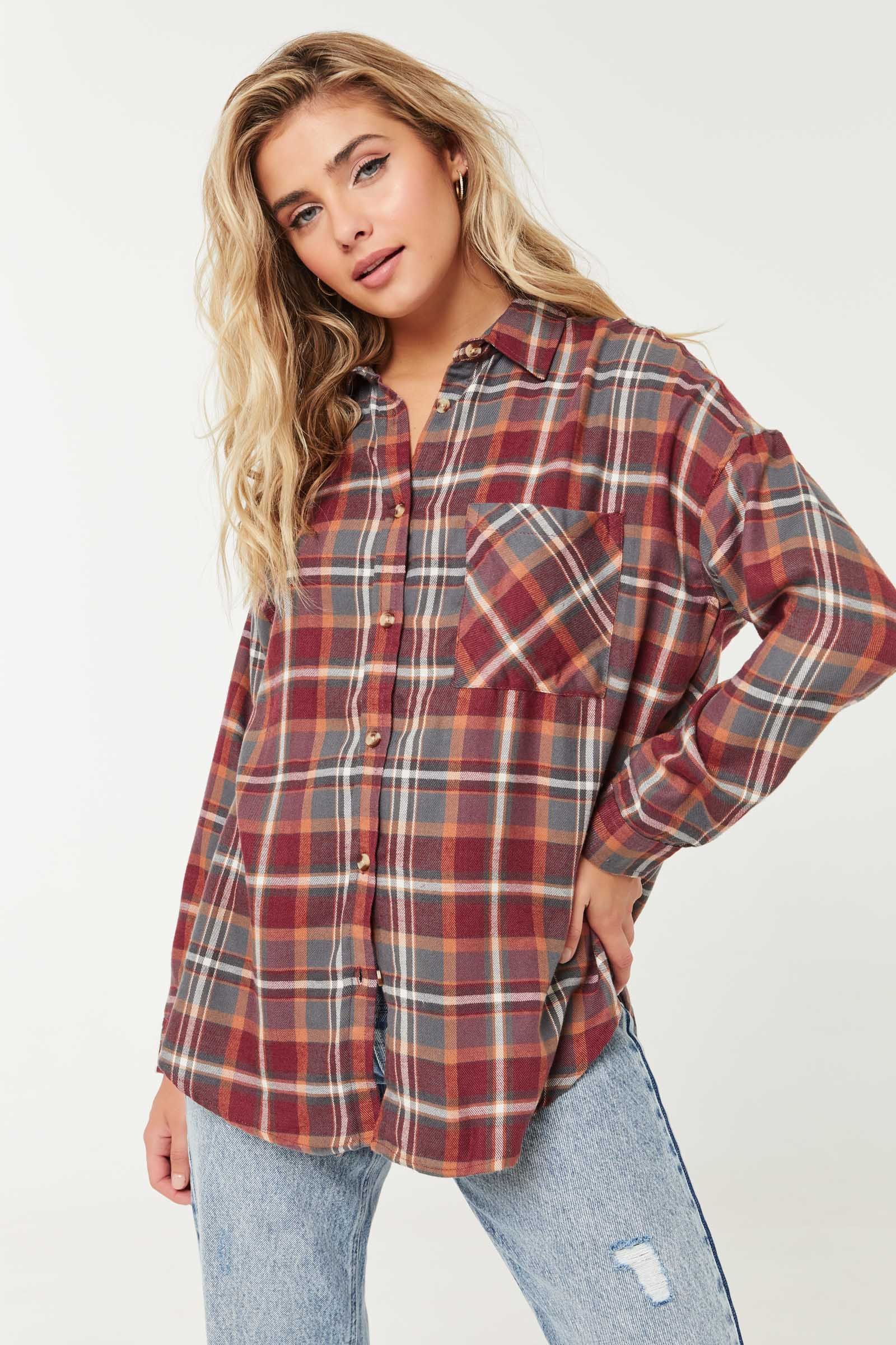Oversized Flannel Shirt | Ardene