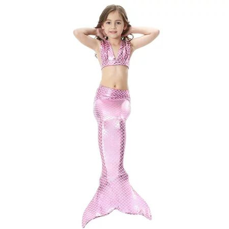 Girls Mermaid Swimming Suit,Little Girls 3 Pcs Mermaid Tail Mermaid Bathing Suits Swimsuit | Walmart (US)