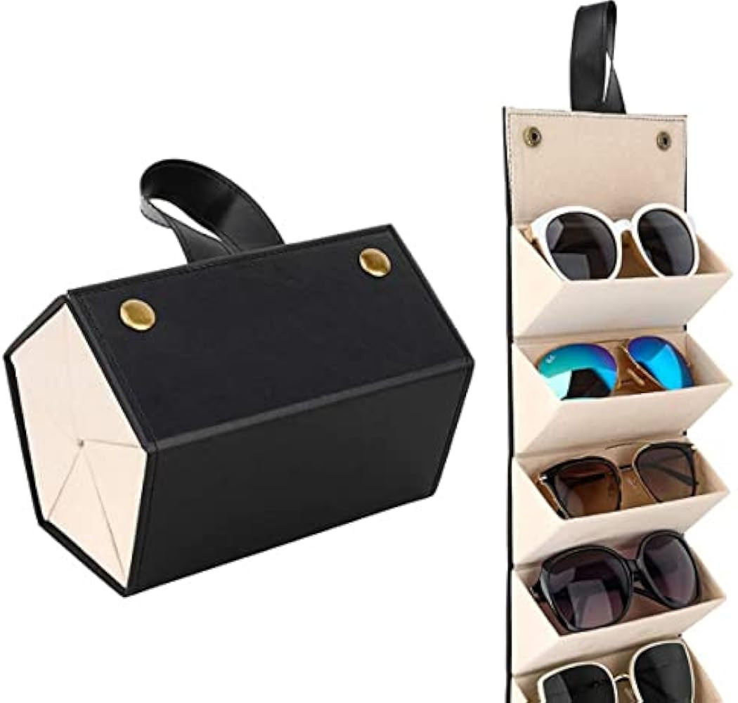 Multiple Travel Sunglasses Organizer Case - PU Leather Hanging Foldable Eyeglasses Case Storage B... | Amazon (US)