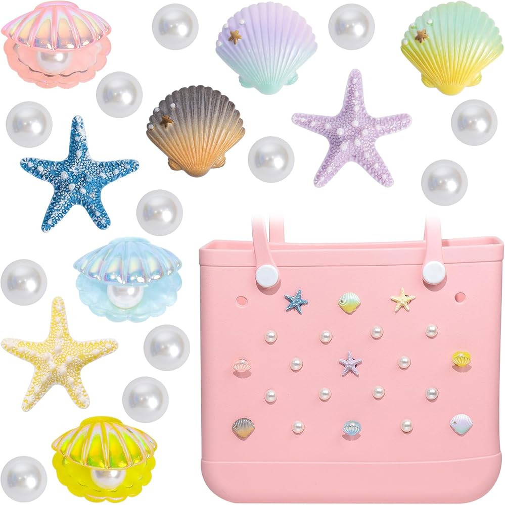 Charms for Bogg Bag, Starfish Shells & Pearls for Bogg Bag Accessories, Compatible with Simply So... | Amazon (US)