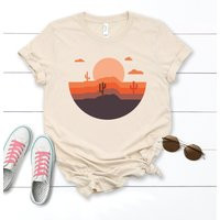 70S Desert Horizons Shirt, 1970S Style Desert, Vintage Gray Orange Gold Brown Graphic Tee, Retro Sum | Etsy (US)