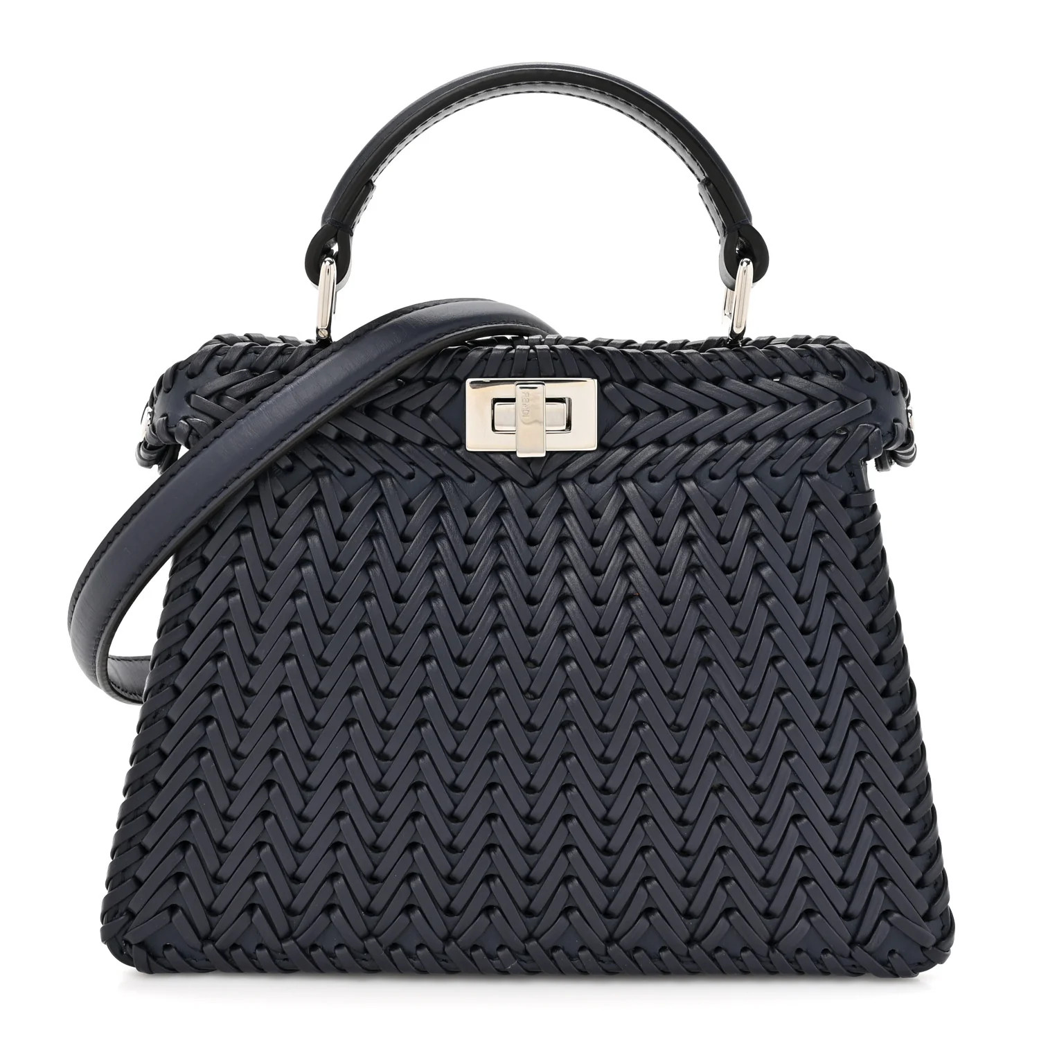 Vitello King Shiny Nappa Intreccio Petite Peekaboo I SEE U Satchel Midnight | FASHIONPHILE (US)