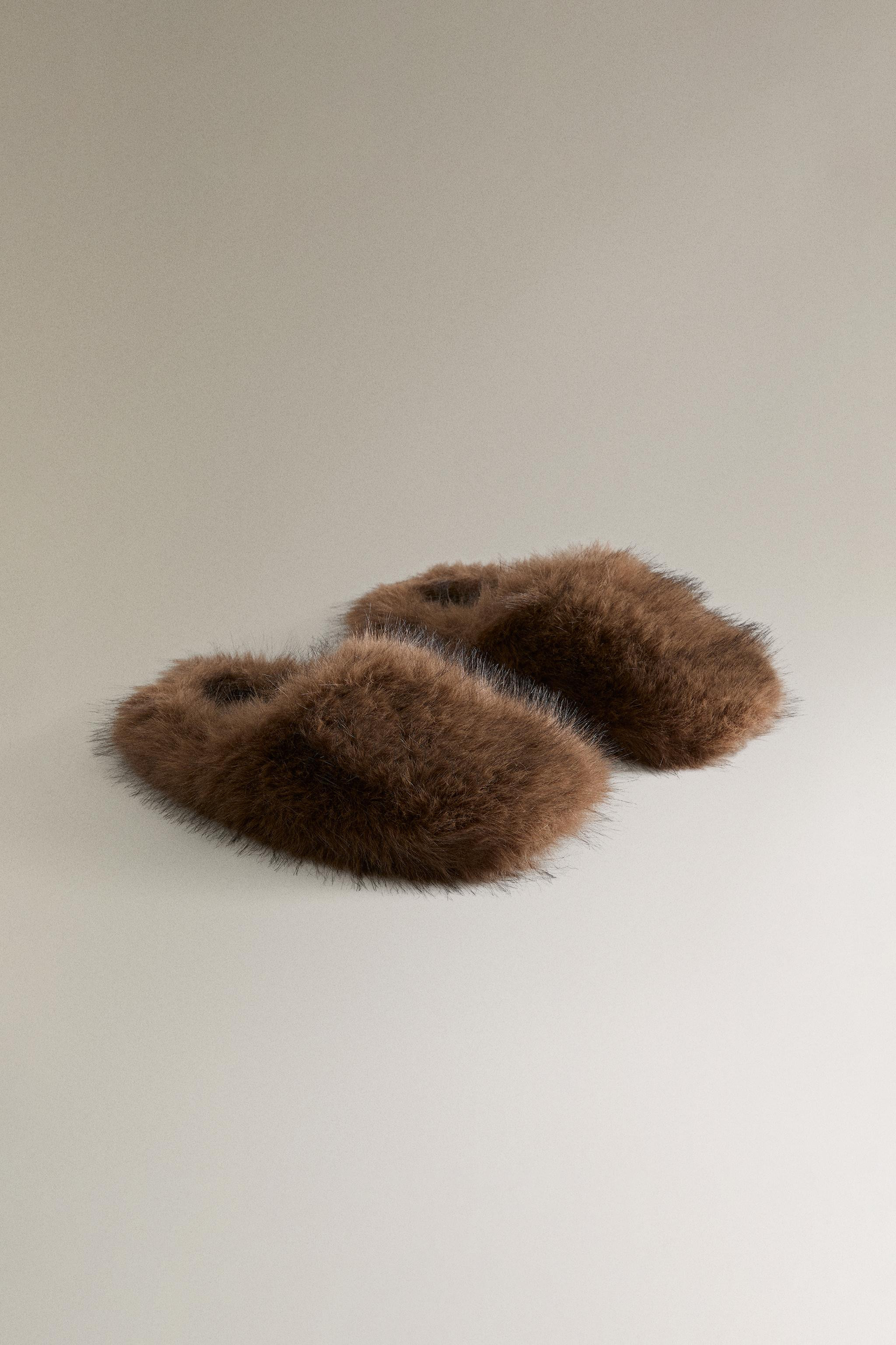 FAUX FUR MULE SLIPPERS | Zara US