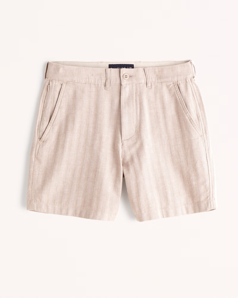 7 Inch Linen-Blend Plainfront Short | Abercrombie & Fitch (US)