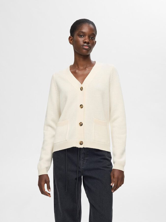 100% WOOL CARDIGAN | Grey | SELECTED FEMME® | Selected