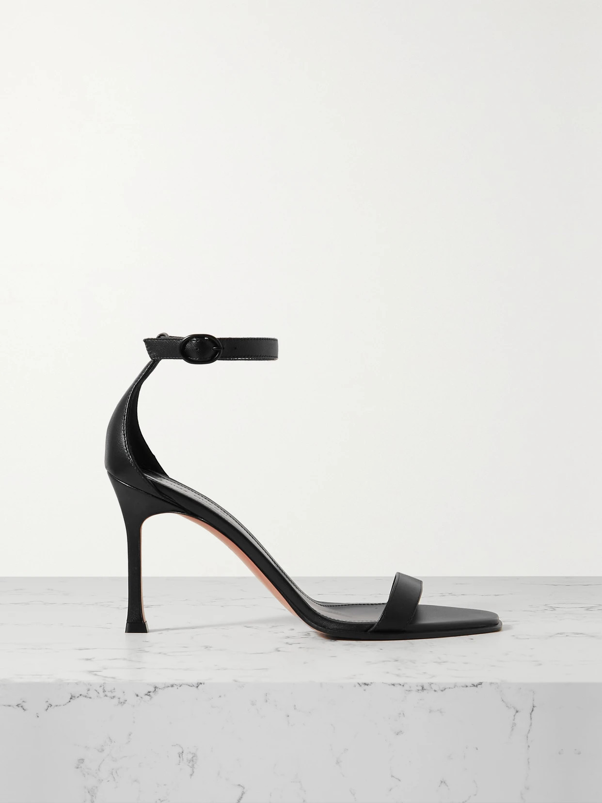 Amina Muaddi - Kim Leather Sandals - Black | NET-A-PORTER (US)