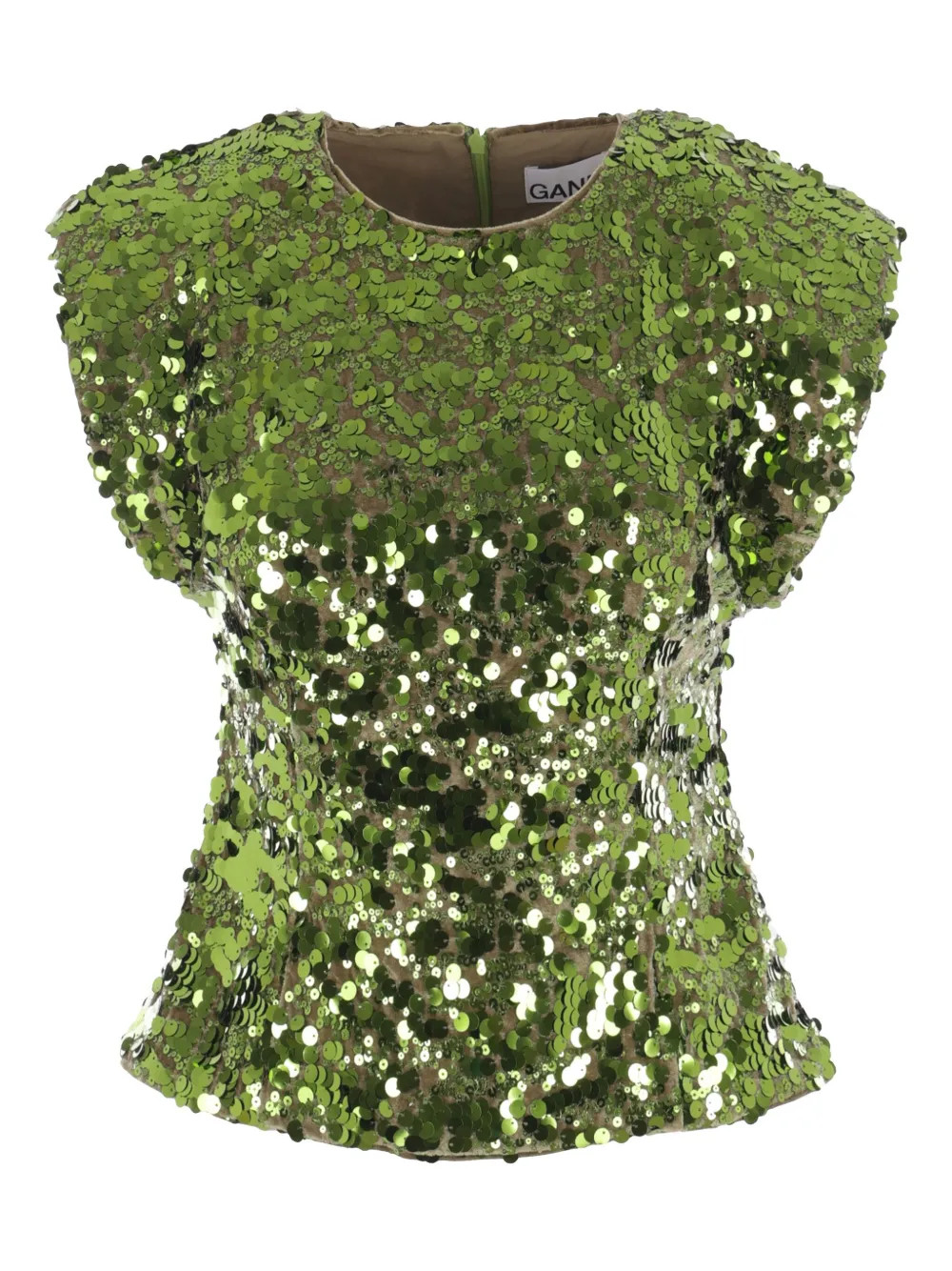 GANNI sequin-embellished T-shirt | Green | FARFETCH IE | Farfetch Global