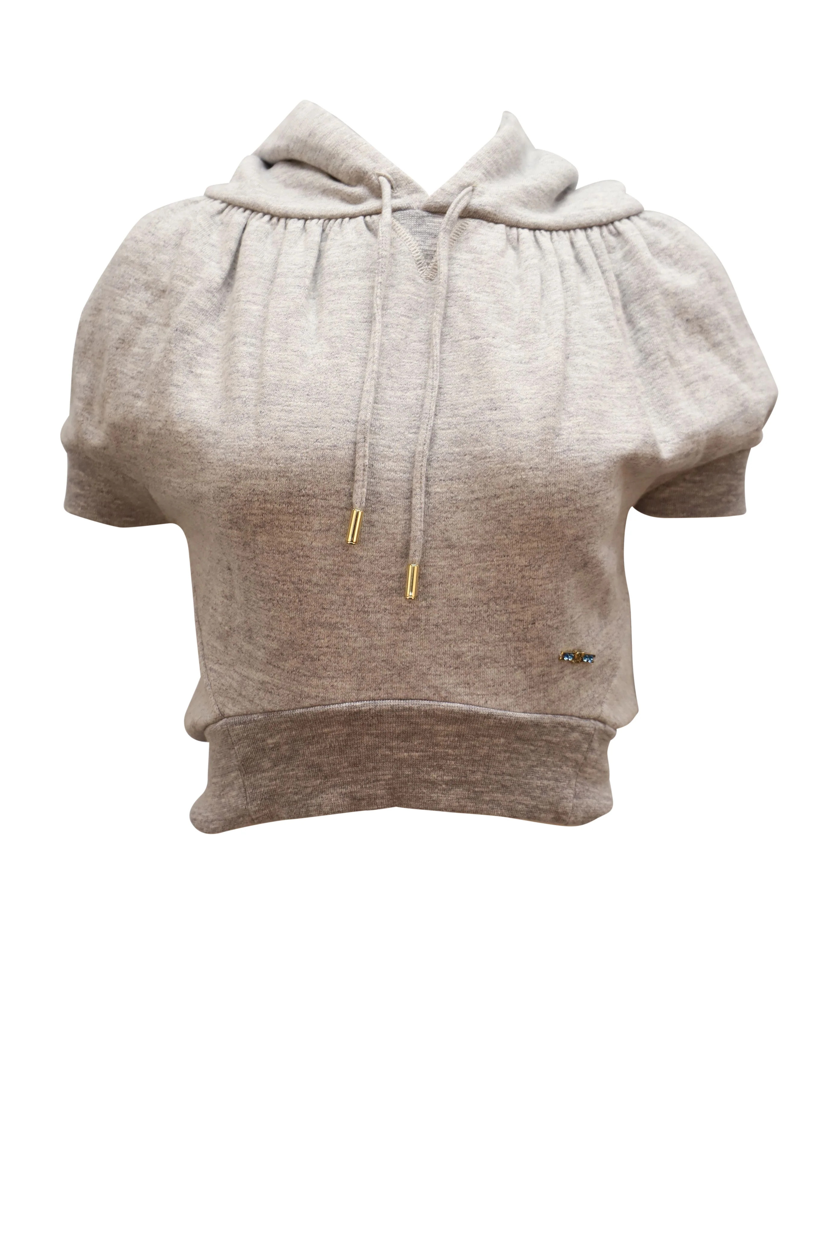 Dsquared² Top Cropped Hoodie Top with Embellishment in Grey Cotton | Shop Simon