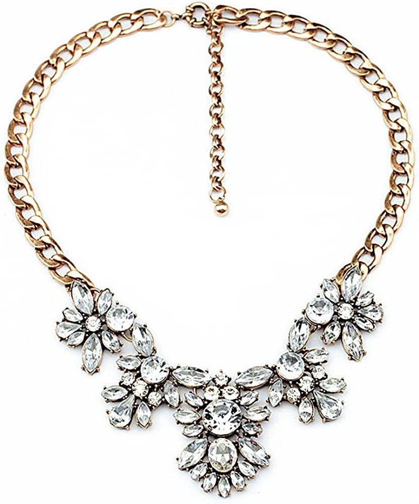 GYAYA Golden Tone Jewelry Sets Rhinestone Crystal Drop Dangle Earrings Or Statement Necklace | Amazon (US)