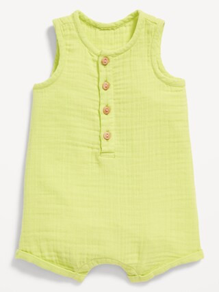 Unisex Sleeveless Henley Romper for Baby | Old Navy (US)