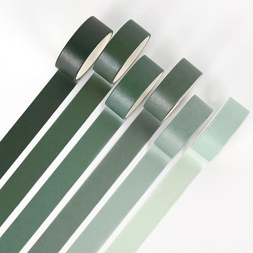 Whaline 6 Rolls Green Washi Tape Set 6 Gradient Colors Masking Tape Solid Color Decorative Tape f... | Amazon (US)