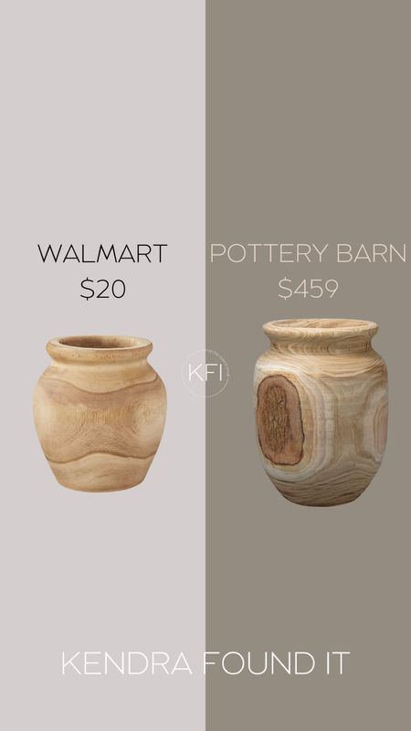 Would you look at this Pottery Barn dupe?! 💥 Walmart home decor has been on fire lately - Walmart home finds for the win! 🏆 I saw this vase at Walmart and thought it looked so much like one from Pottery Barn that I had to stop and show you. The one at PB is definitely bigger but the resemblance is uncanny. 

The texture in the wood grain is so pretty and I love how it bring that classic Pottery Barn modern rustic style. Just imagining some beautiful flowers (or in my case- faux flowers) in here makes it feel like Summer already. #walmart #potterybarn

#LTKHome #LTKSaleAlert #LTKFindsUnder50