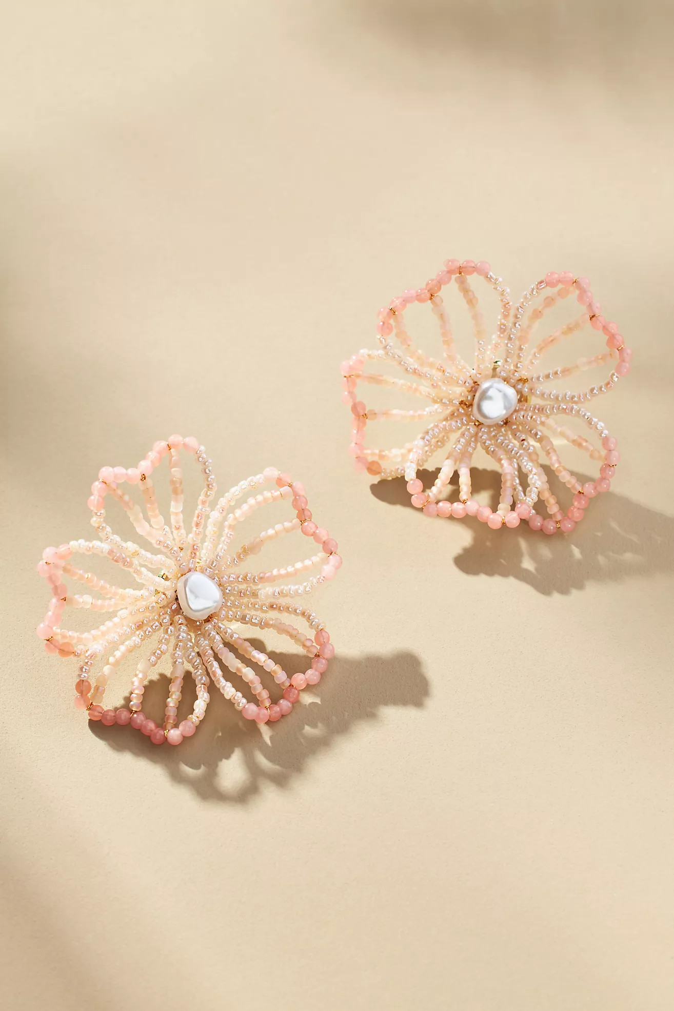 Medium Beaded Floral Post Earrings | Anthropologie (US)