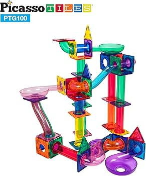 PicassoTiles Marble Run 100 Piece Magnetic Tile Race Track Toy Play Set STEM Building & Learning ... | Amazon (US)