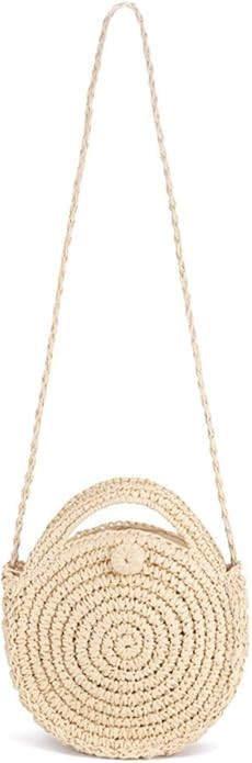 SHUIBIAN Women Straw Crossbody Bag Crochet Shoulder Summer Bag Round Handbags Beach Bag … | Amazon (US)
