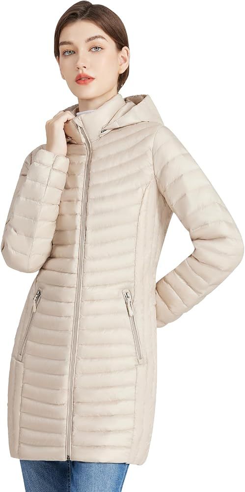 ANOTHER CHOICE Women Ultralightweight Down Coat, Winter Puffer Jacket with Detachable Hood Stretc... | Amazon (US)