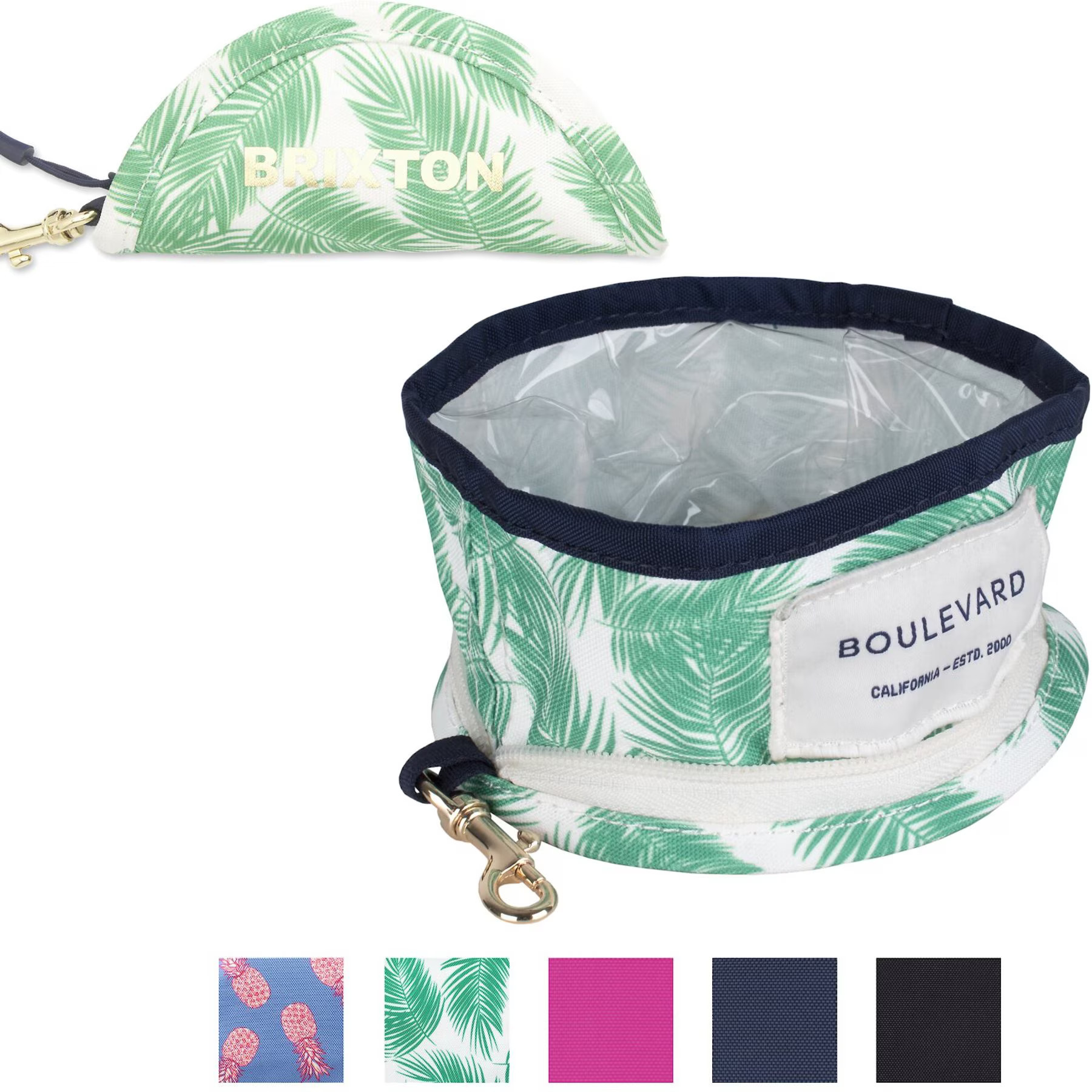 Boulevard Travel Personalized Dog Bowl, Palm Green, Small | Chewy