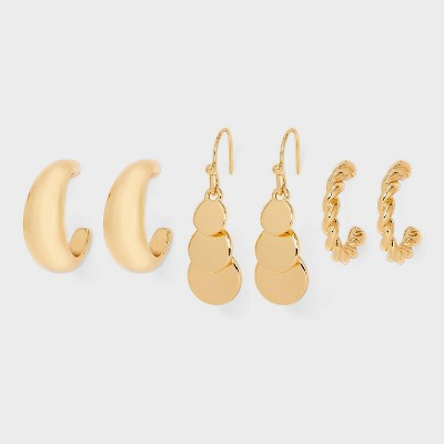Variety Earring 3pc Set - A New Day™ Gold | Target