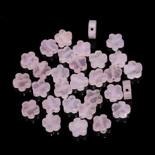 Songxi 60pcs 6mm Pink Crystal Plum Blossom Natural Stone Beads for Jewelry Making, Smooth Loose F... | Amazon (US)