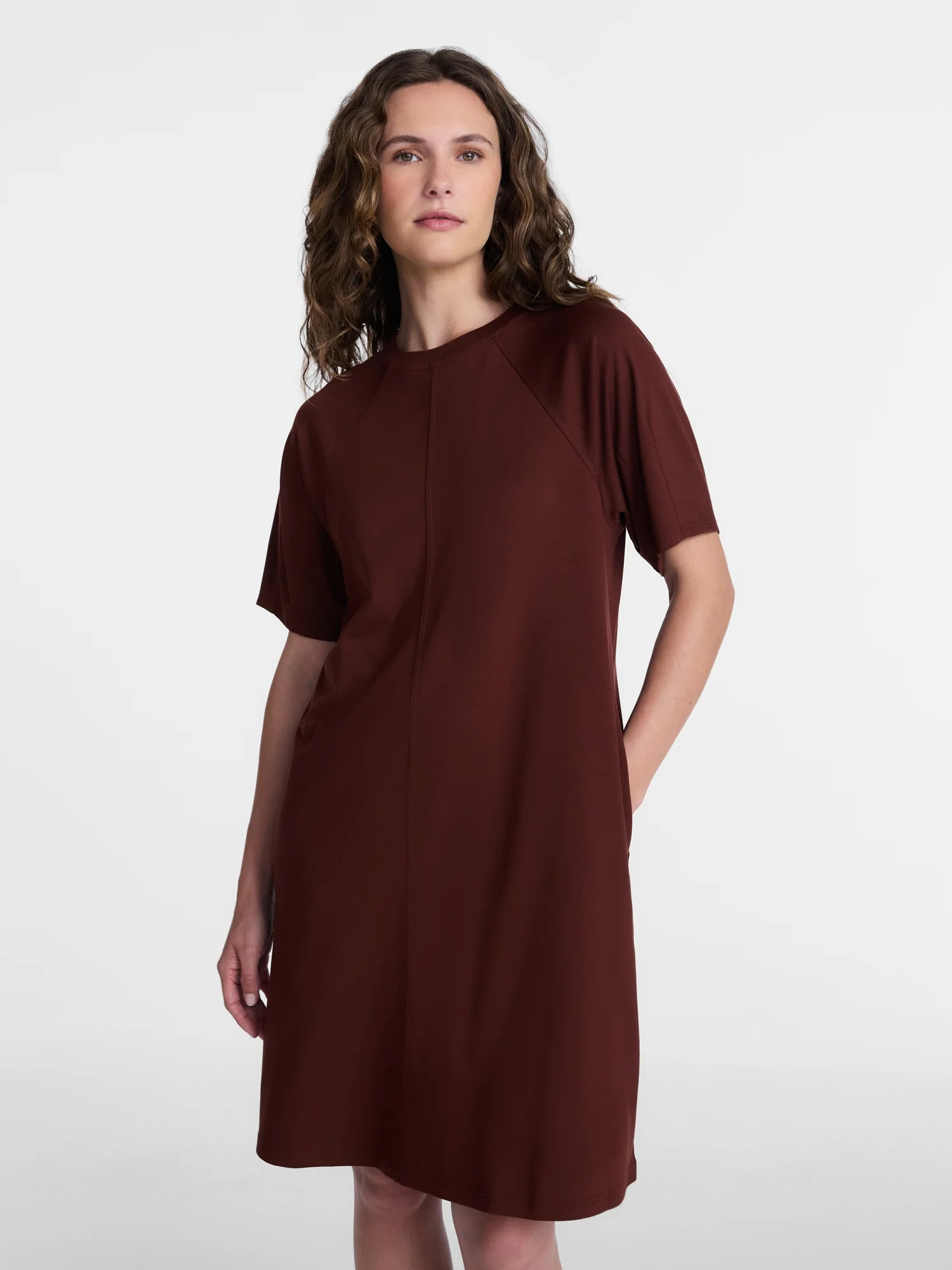 Time and Tru Women's Seamed Mini Dress with Short Sleeves, Sizes XS-XXXL | Walmart (US)
