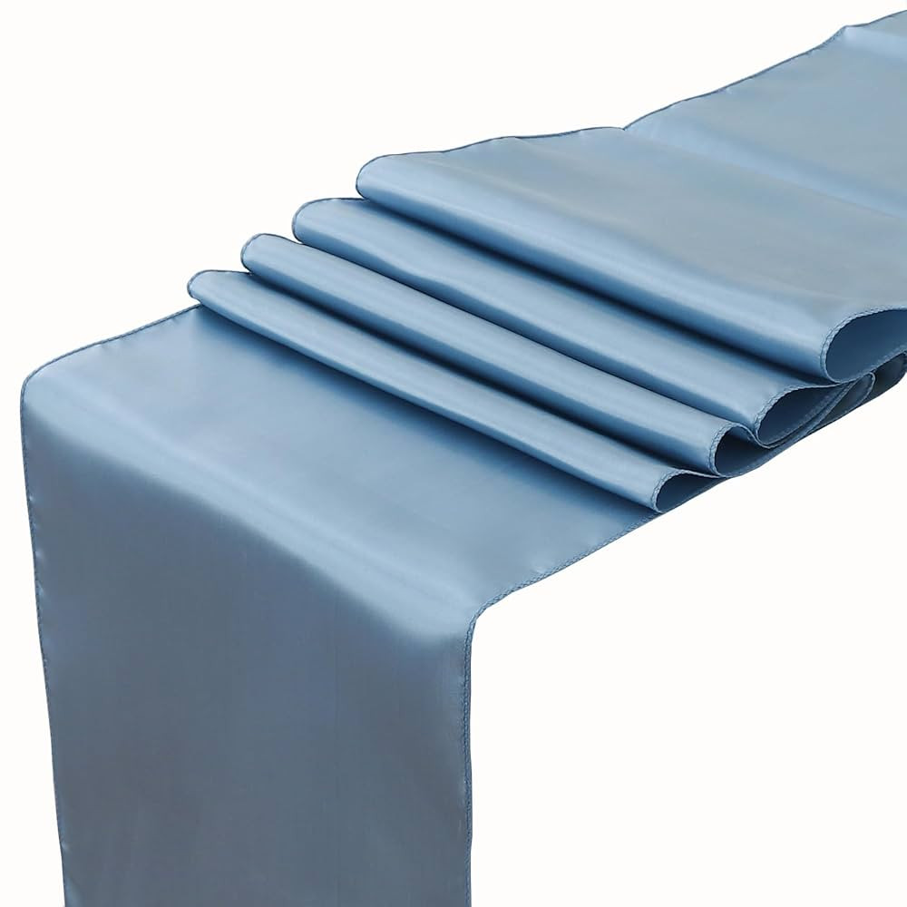 Dusty Blue Table Runner 10 Pack - Satin Table Runners 12 x 108 Inches Long for Wedding Parties Bi... | Amazon (US)