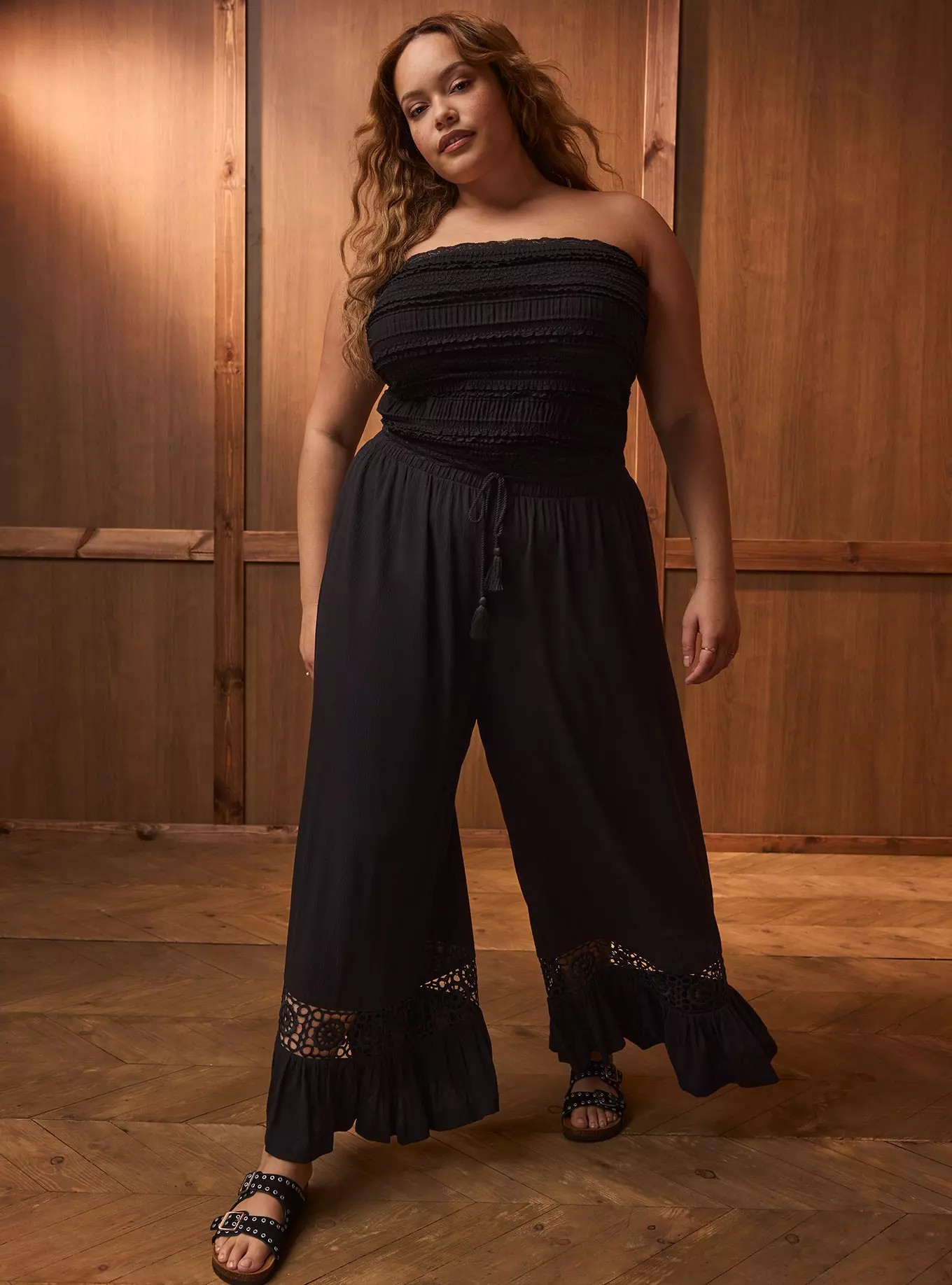 Festi Wide-Leg Lace Trim Pant | Torrid (US & Canada)