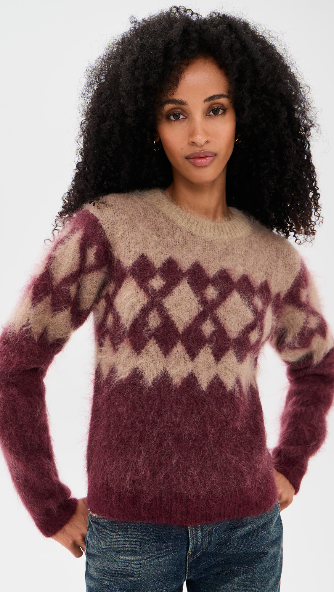 The Garment Roma Argyle Mohair Sweater Merlot/Raw Artwork 12 | Shopbop