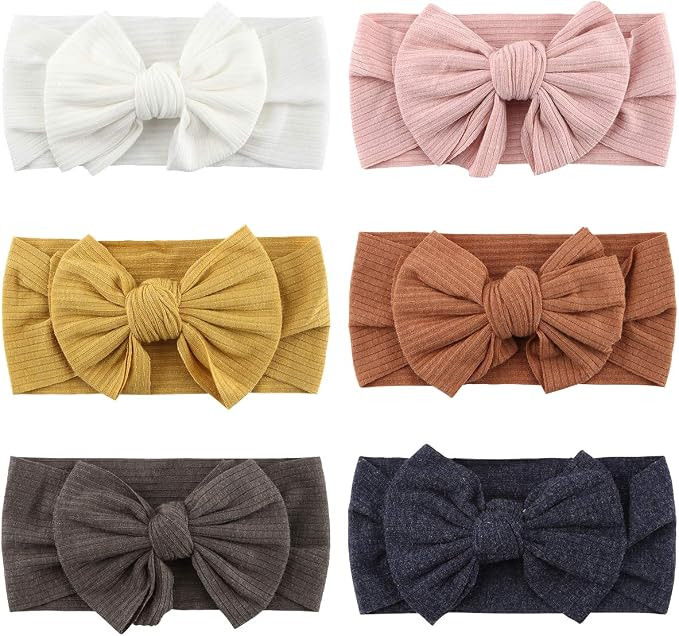 Makone Handmade Baby Headbands with Bows Stretchy Nylon Headbands for Infant Baby Girls | Amazon (US)