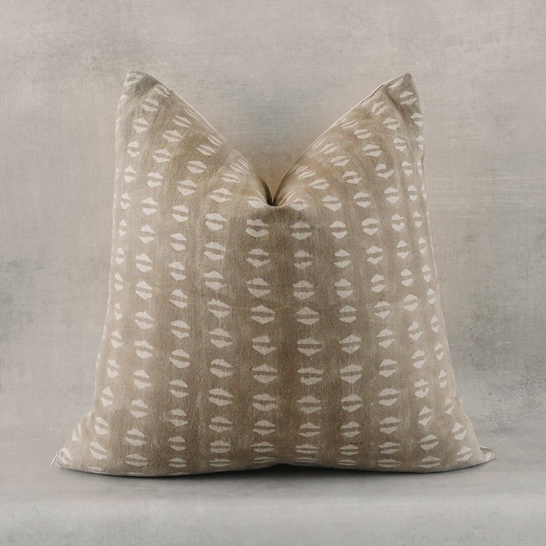 Taupe Pillow Cover | Brown Pillow | Block Print Pillow | Linen Pillow Cover | Boho Modern Farmhou... | Etsy (US)