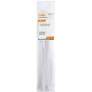 HDX 11 in. Zip Ties, Natural (20-Pack) FT-280ST(20) - The Home Depot | The Home Depot