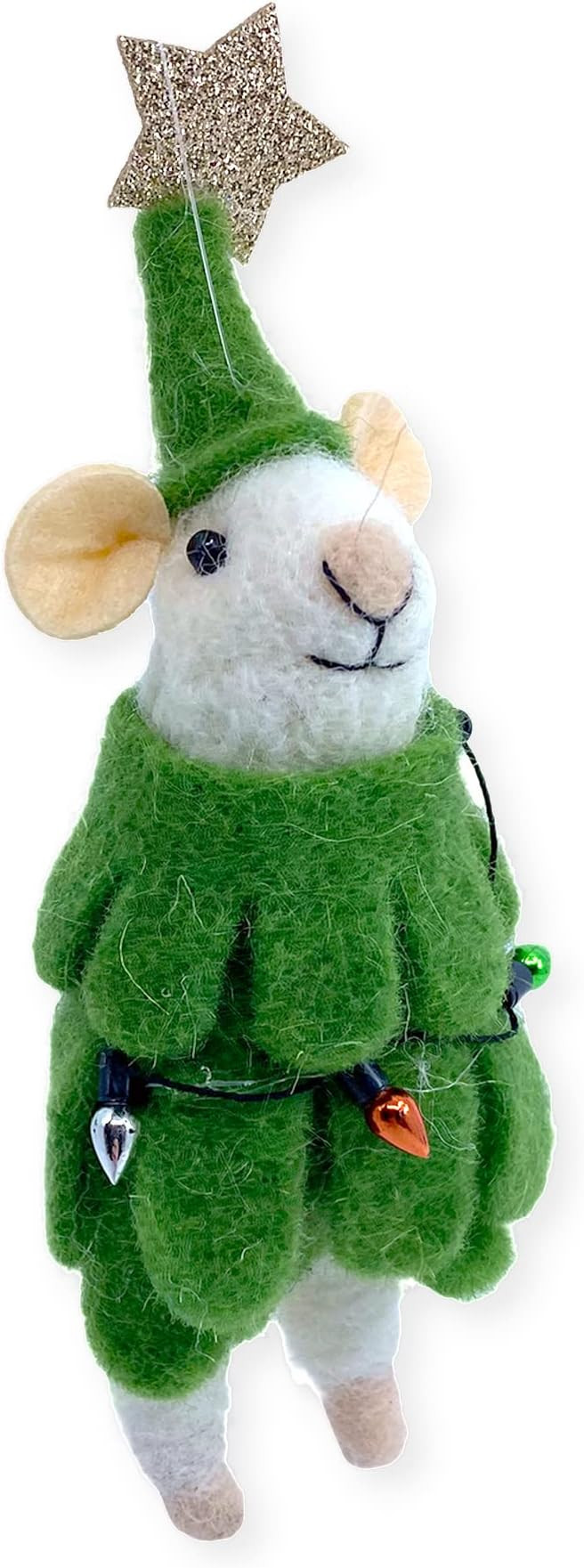 White Mouse Christmas Tree Ornament - Wool Mouse Dressed as Tree Ornament | Amazon (US)