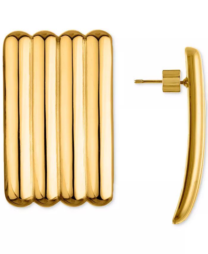 18k Gold-Plated Ribbed Drop Earrings | Macy's
