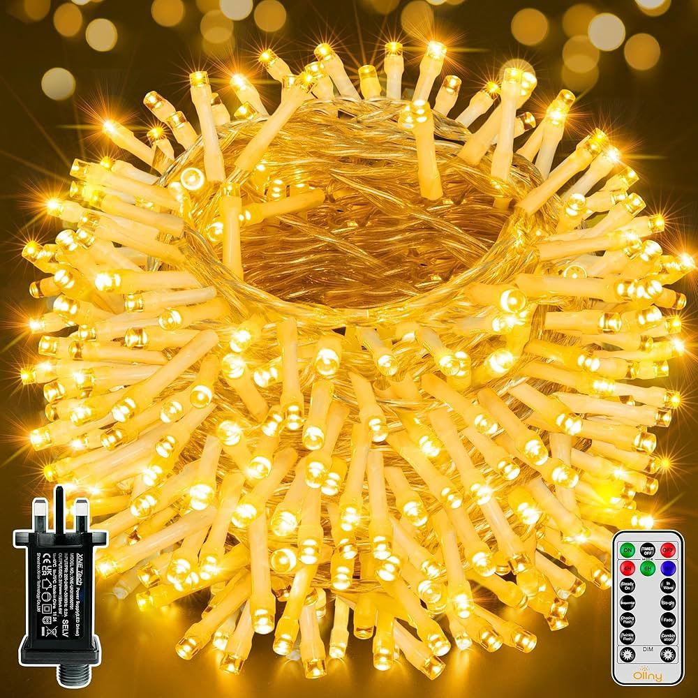 Ollny Christmas Tree Lights Outdoor Indoor, 40m 400LED Fairy Lights Mains Powered, Warm White Xma... | Amazon (UK)